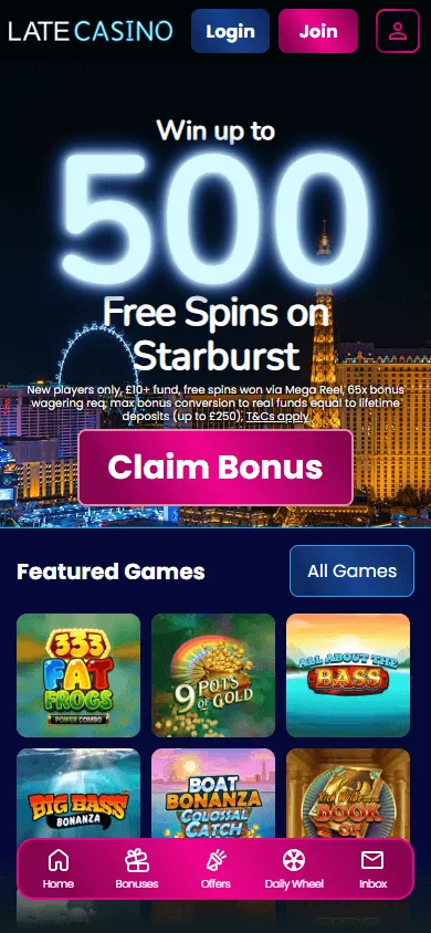 Sg Casino homepage on a mobile device