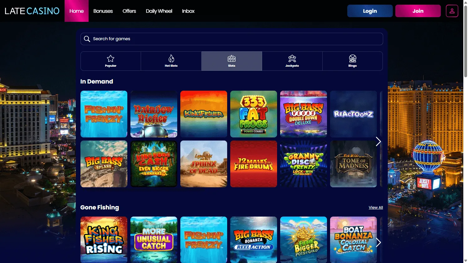Sg Casino games view on desktop