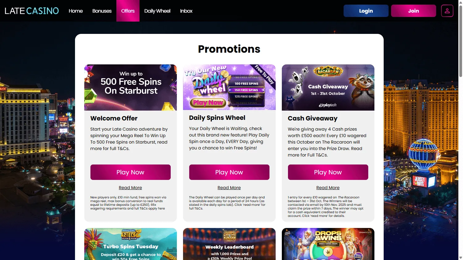 Sg Casino promotions view on desktop